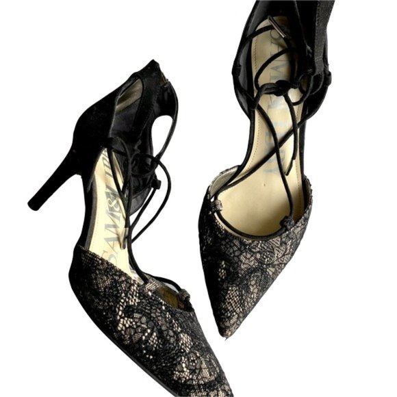 Sam & Libby Shoes - SAM & LIBBY BLACK LACE LACE UP HEELS SZ 9